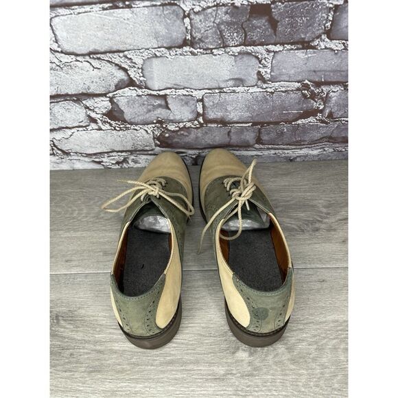 Vibram Gumlite Beige Green Leather Oxfords Brogue Shoes Men Sz 8.5M US/42EU - Picture 6 of 16